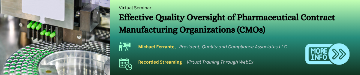 Effective Quality Oversight of Pharmaceutical Contract