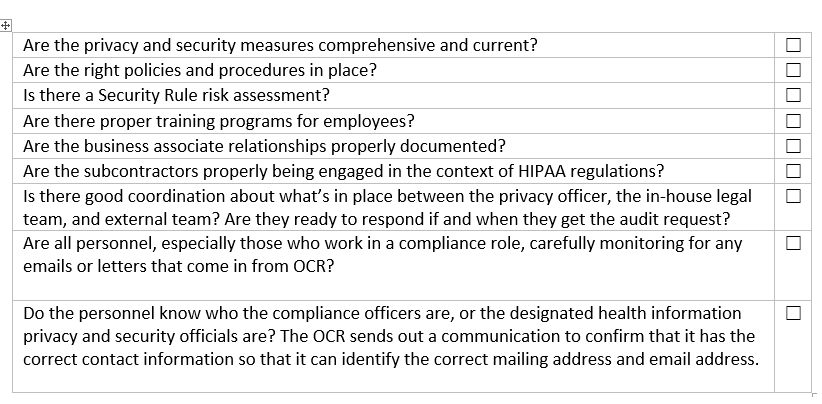 HIPAA Audit Checklist